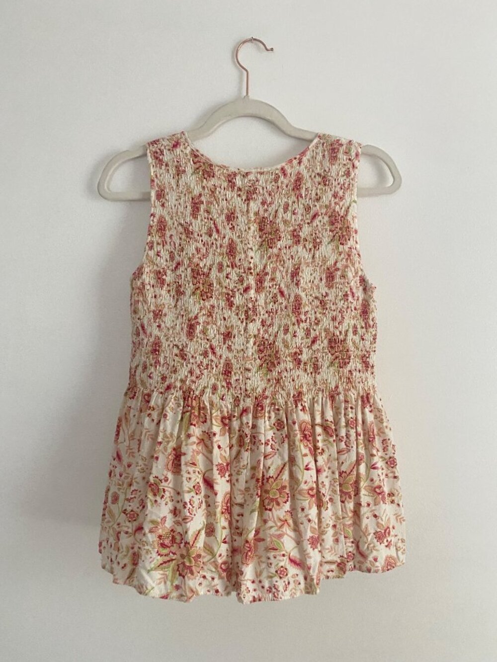 Floral Smocked Sleeveless Peplum Top By Rose + Olive Size S - Picture 4 of 6